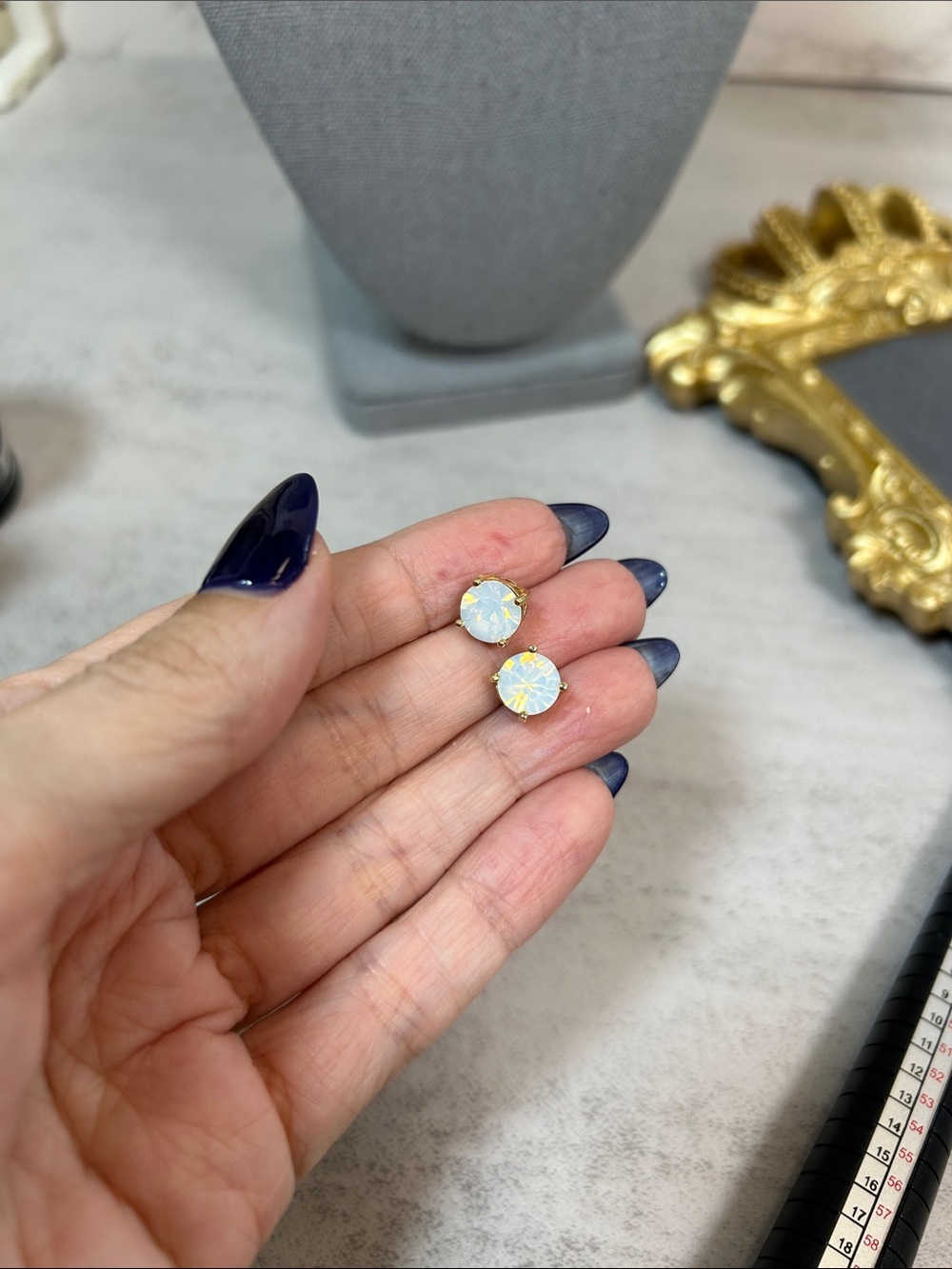 Park Lane Gold-Tone Opal Stud Earrings - Picture 4 of 6